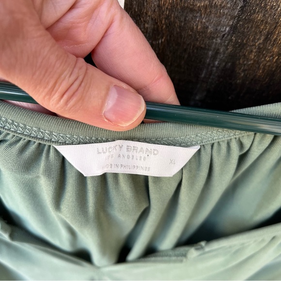 Lucky Brand Sandwashed Peasant Top In Green Sz XL - Picture 3 of 11